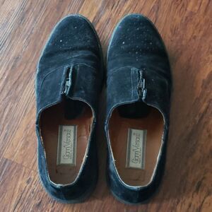 Vintage Gianni Versace Black Chic Edgy Preppy Feminine Suede Loafers Size 5.5